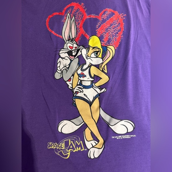 Vintage Looney Tunes Space Jam Purple T-Shirt Bugs Bunny and Lola, size M? - Picture 3 of 5